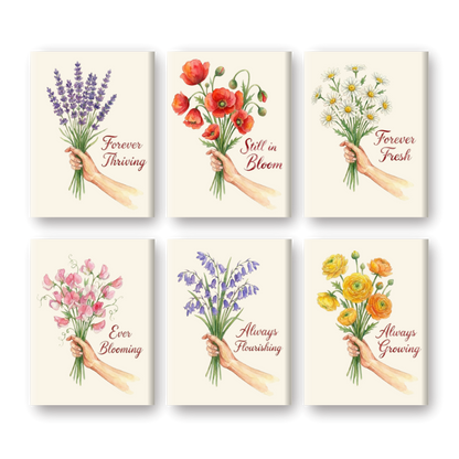 6 Mini-Gemälde | Blumen- & Zitate-Set-Malen nach zahlen