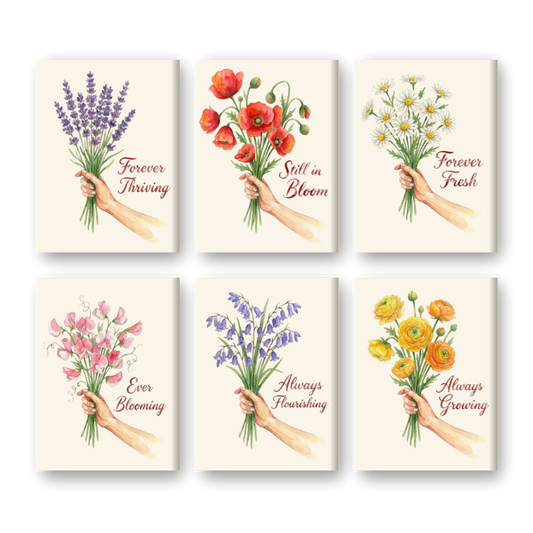 6 Mini-Gemälde | Blumen- & Zitate-Set-Malen nach zahlen