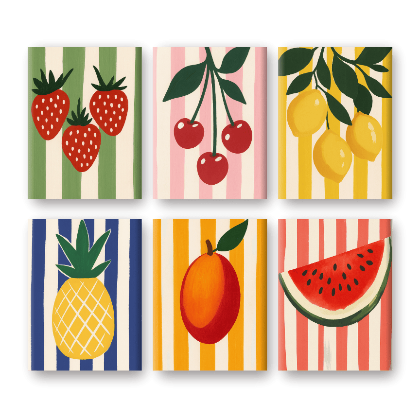 Malen nach Zahlen – 6 Mini-Gemälde | Obst-Set-Malen nach zahlen
