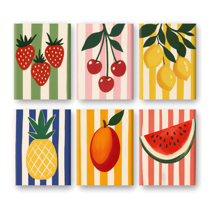 Malen nach Zahlen – 6 Mini-Gemälde | Obst-Set-Malen nach zahlen