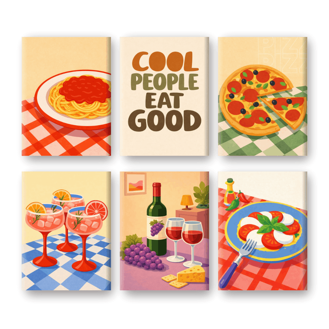6 Mini-Gemälde | Gutes Essen Set-Malen nach zahlen