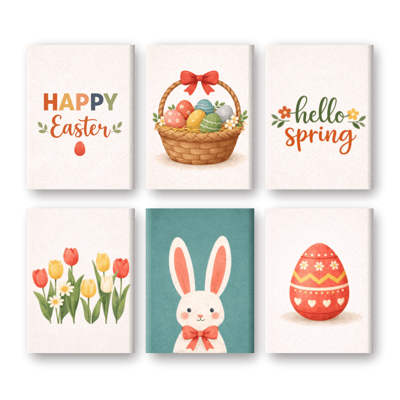 6 Mini-Gemälde | Frohe Ostern Set-Malen nach zahlen