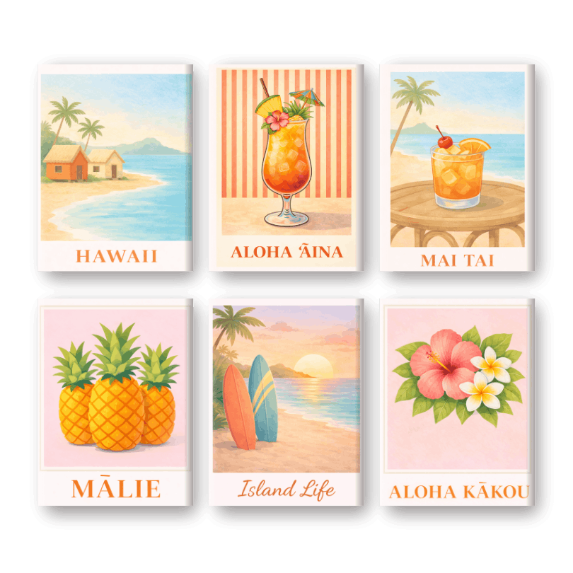 6 Mini-Gemälde | Hawaii Set-Malen nach zahlen