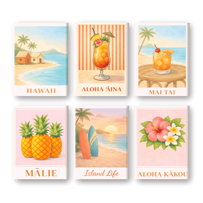 6 Mini-Gemälde | Hawaii Set-Malen nach zahlen