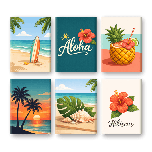 6 Mini-Gemälde | Hawaiianisches Aloha Set-Malen nach zahlen