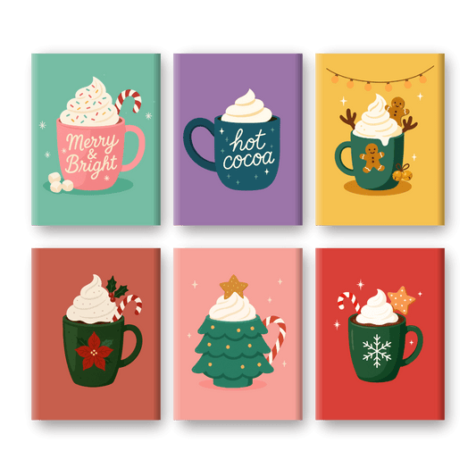 6 Mini-Gemälde | Heiße-Schokolade-Weihnachts Set-Malen nach zahlen