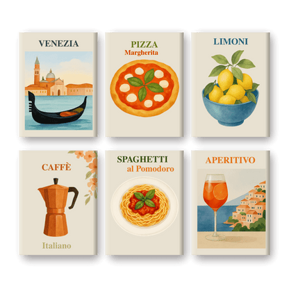 Malen nach Zahlen – 6 Mini-Gemälde | Italienisches Sommer-Set-Malen nach zahlen