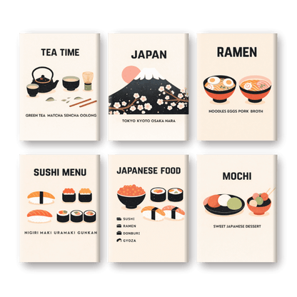6 Mini-Gemälde | Japanisches Dinner Set-Malen nach zahlen