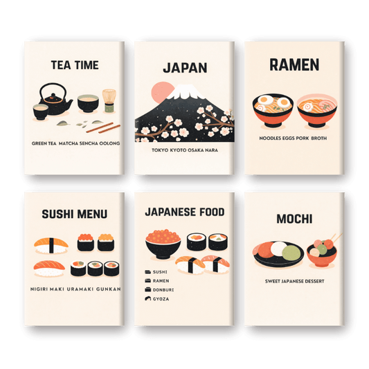 6 Mini-Gemälde | Japanisches Dinner Set-Malen nach zahlen