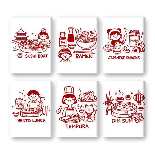 6 Mini-Gemälde | Kawaii-Essen Set-Malen nach zahlen