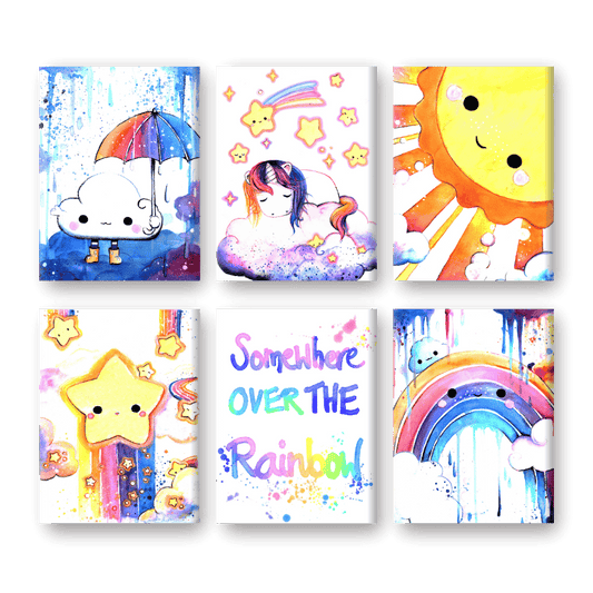 6 Mini-Gemälde | Kawaii Rainbow Set - by Tiny Tami-Malen nach zahlen