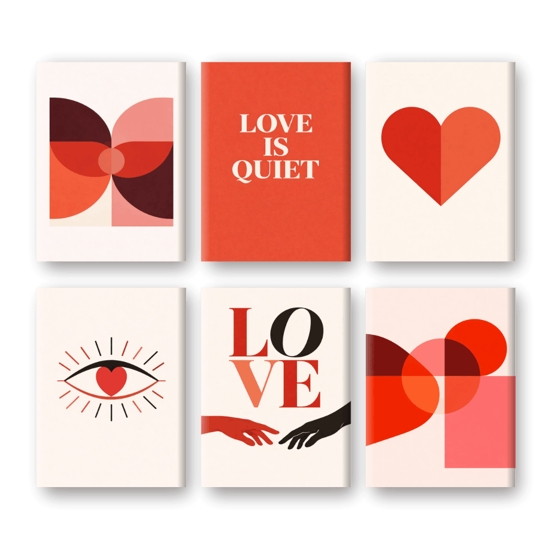 6 Mini-Gemälde | Love Is Quiet Set-Malen nach zahlen