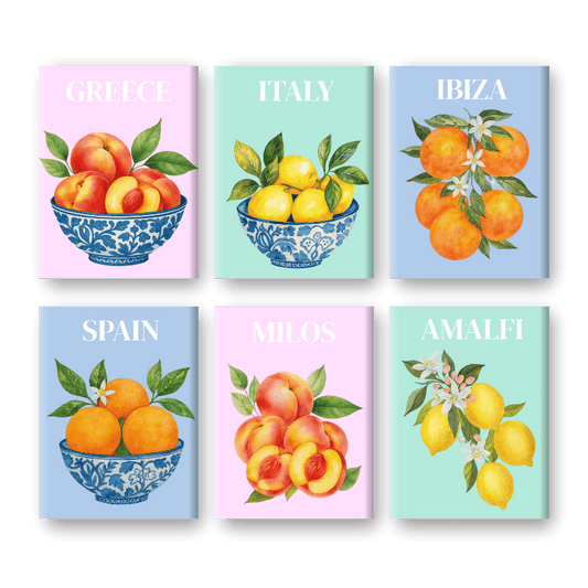 Malen nach Zahlen – 6 Mini-Gemälde | Mediterranes Frucht-Set-Malen nach zahlen