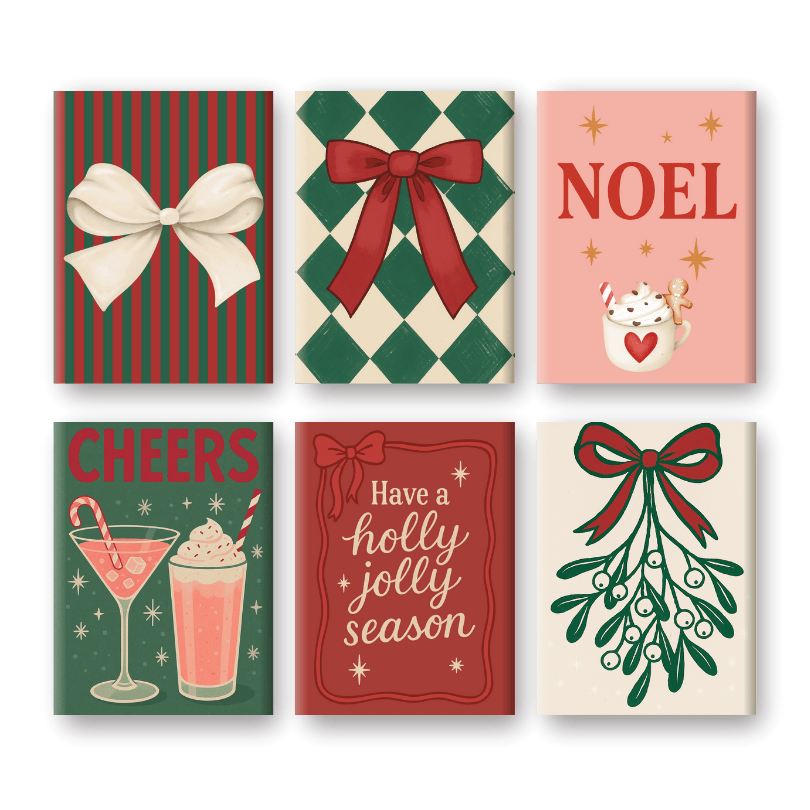 Malen nach Zahlen – 6 Mini-Gemälde | Frohe Weihnachten-Set-Malen nach zahlen