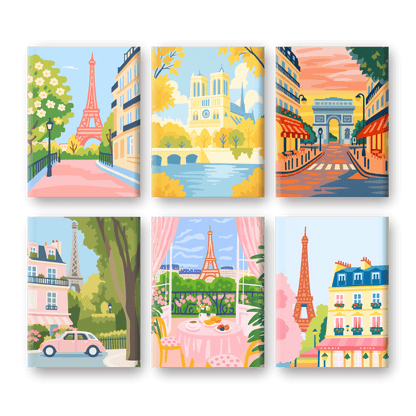 6 Mini-Gemälde | Paris Set-Malen nach zahlen