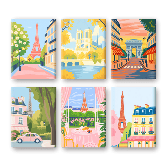 6 Mini-Gemälde | Paris Set-Malen nach zahlen
