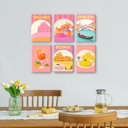 6 Mini-Gemälde | Pastell Italien Set