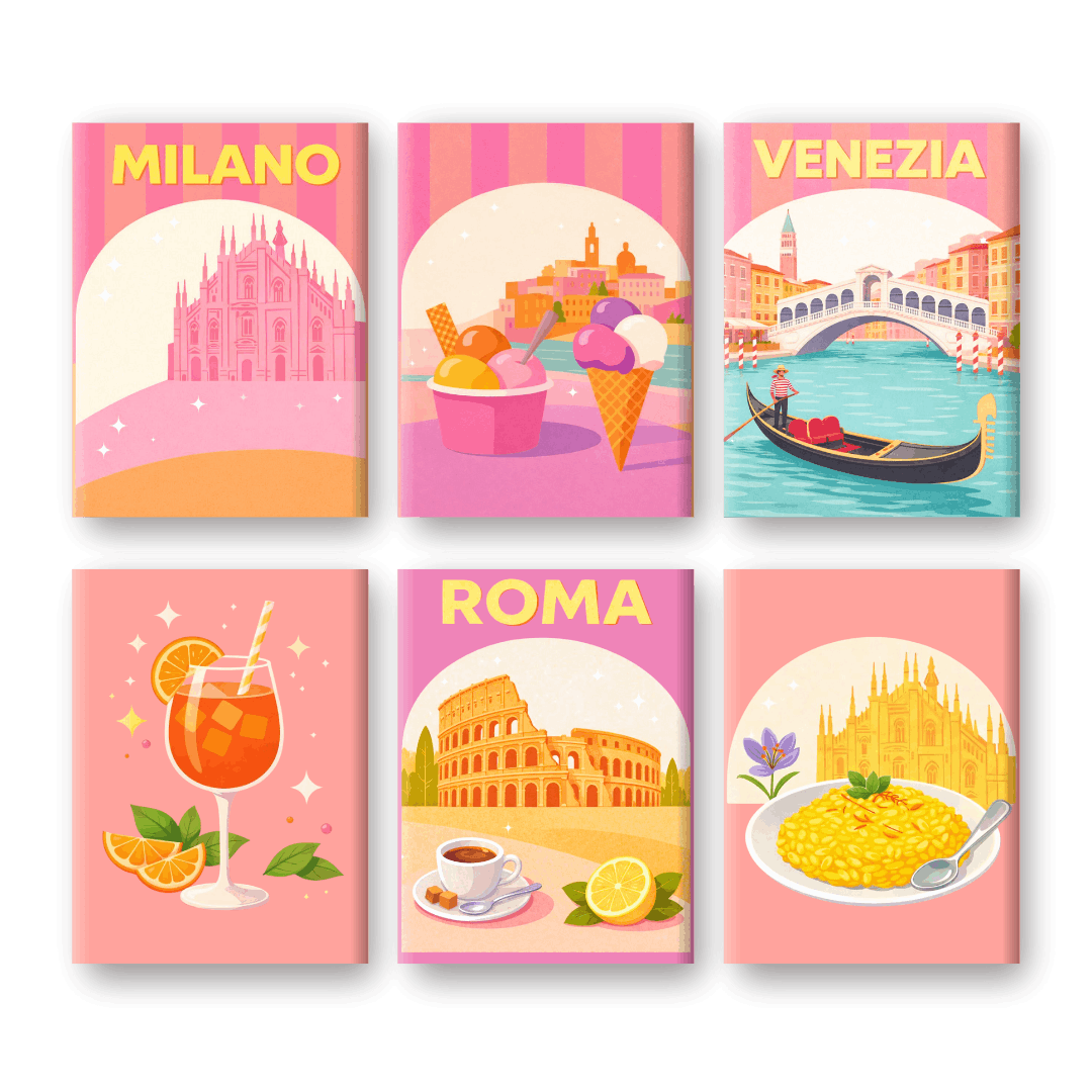 6 Mini-Gemälde | Pastell Italien Set-Malen nach zahlen