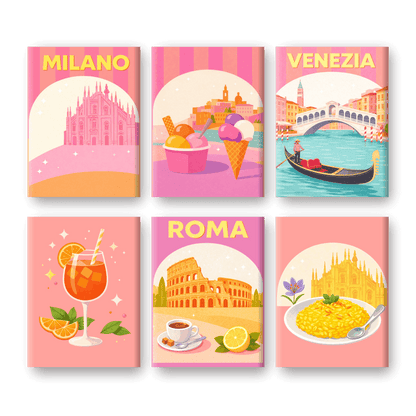 6 Mini-Gemälde | Pastell Italien Set-Malen nach zahlen