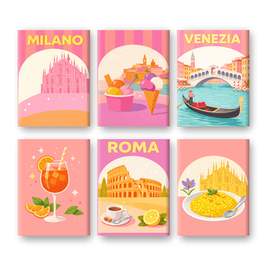 6 Mini-Gemälde | Pastell Italien Set-Malen nach zahlen