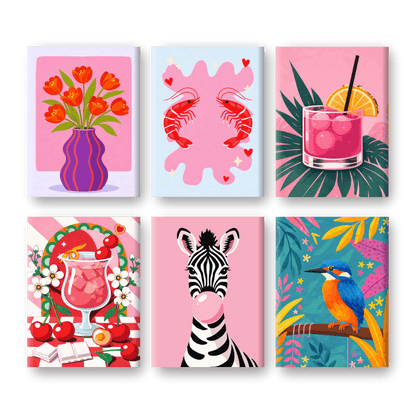 6 Mini-Gemälde | Pastell-Pop-Art-Set-Malen nach zahlen