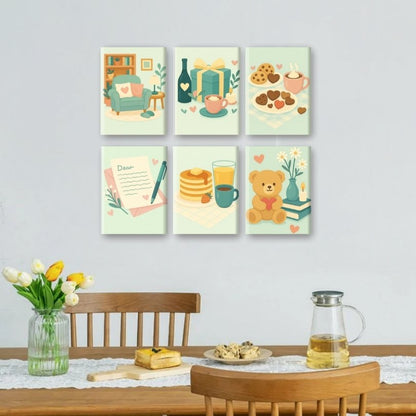 6 Mini-Gemälde | Pastell-Valentinstag Set