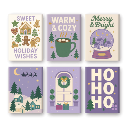 6 Mini-Gemälde | Lila Weihnachts Set-Malen nach zahlen