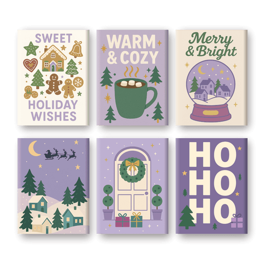 6 Mini-Gemälde | Lila Weihnachts Set-Malen nach zahlen