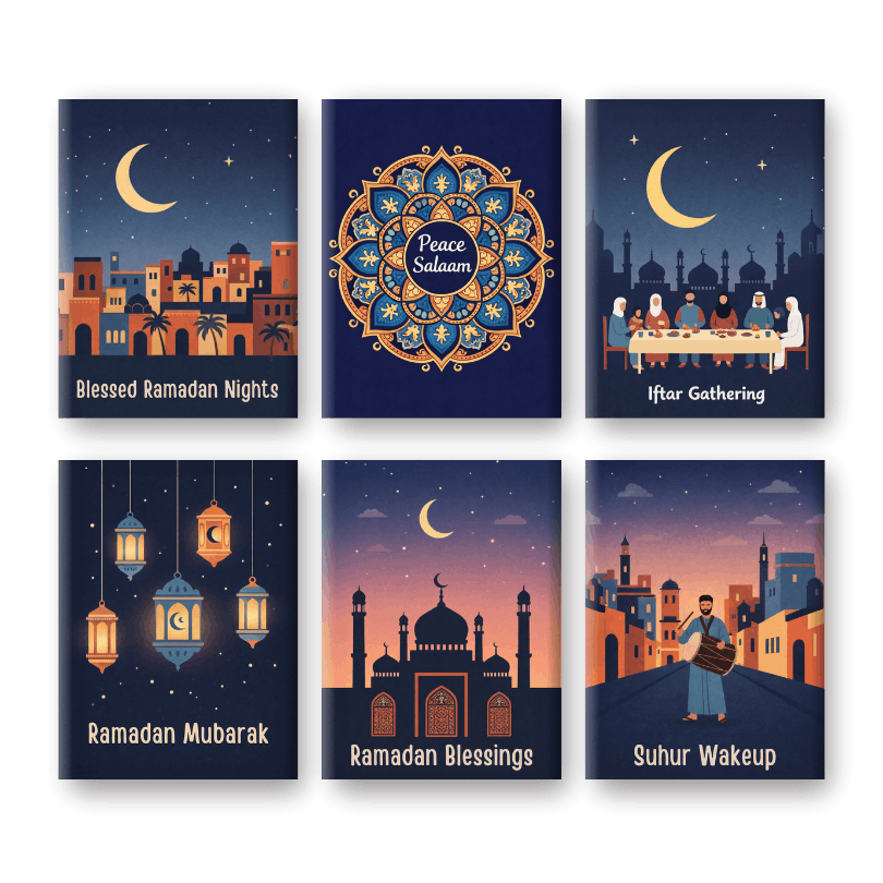 6 Mini-Gemälde | Ramadan Set-Malen nach zahlen