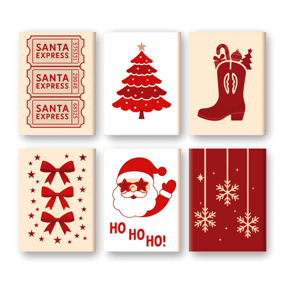 6 Mini-Gemälde | Rotes Weihnachts Set-Malen nach zahlen