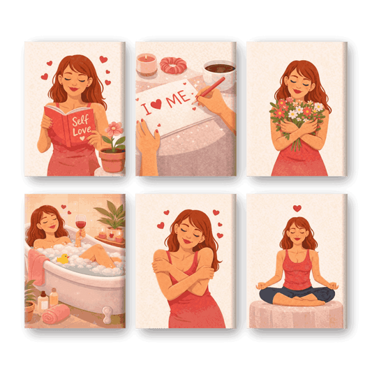 6 Mini-Gemälde | Self Love Set-Malen nach zahlen
