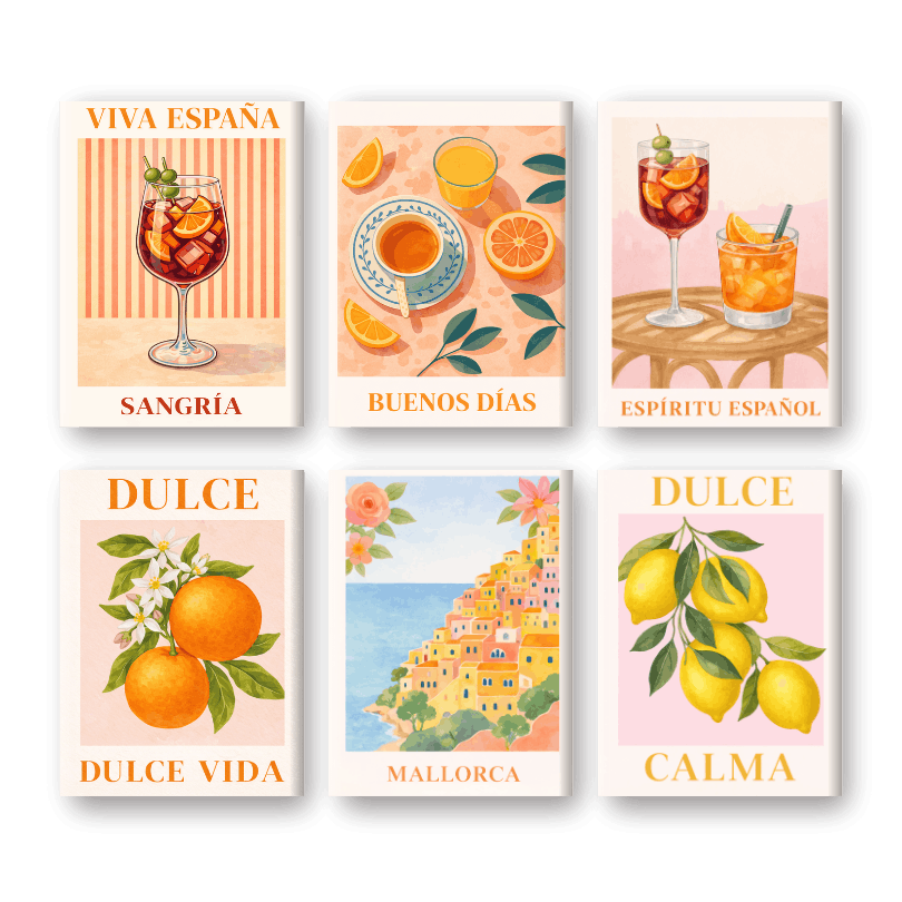 6 Mini-Gemälde | Spanisches Dulce Vida Set-Malen nach zahlen
