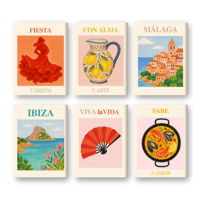 Malen nach Zahlen – 6 Mini-Gemälde | Spanischer Sommer-Set-Malen nach zahlen