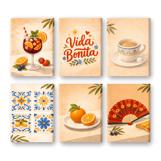 6 Mini-Gemälde | Spanisches Vida Bonita Set-Malen nach zahlen
