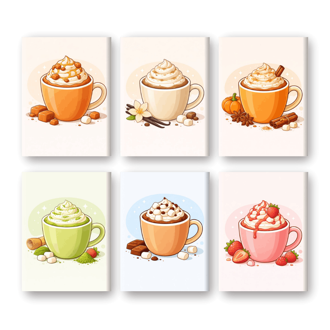 6 Mini-Gemälde | Süßer Latte Set-Malen nach zahlen