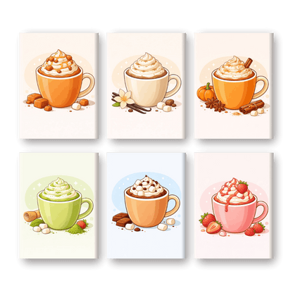 6 Mini-Gemälde | Süßer Latte Set-Malen nach zahlen