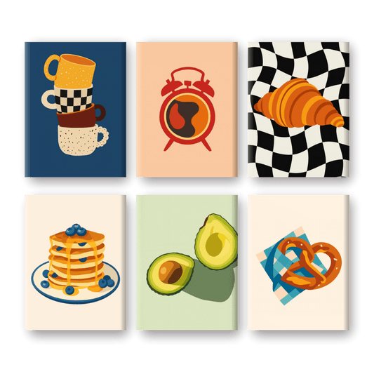 6 Mini-Gemälde | Leckere Morgenstunden Set-Malen nach zahlen