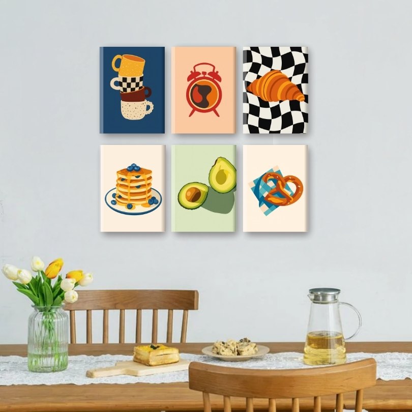 6 Mini-Gemälde | Leckere Morgenstunden Set