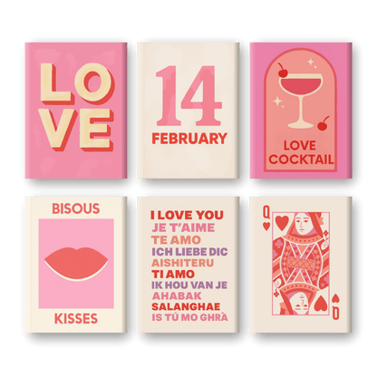 6 Mini-Gemälde | Valentins Set-Malen nach zahlen
