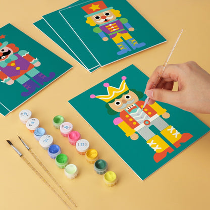6 Mini-Gemälde auf Holzplatte – Nussknacker Set
