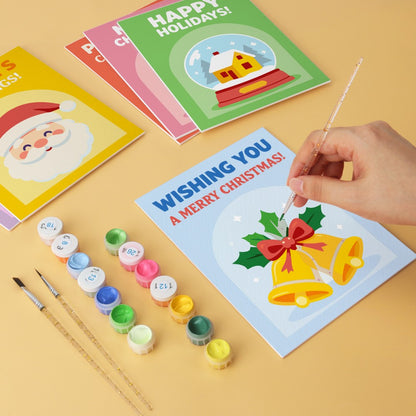6 Mini-Gemälde auf Holzplatte – Weihnachtsgrüße Set