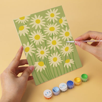 6 Mini-Gemälde auf Holzplatte – Kräftige Blüten Set