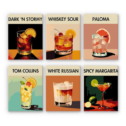 Malen nach Zahlen - Malen nach Zahlen - 6 Mini-Gemälde | Exotisches Cocktail-Set
