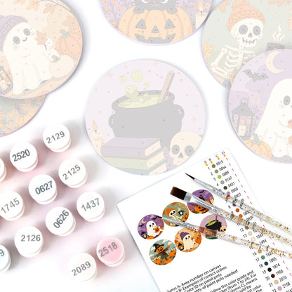 Malen nach Zahlen Untersetzer-Set – Halloween