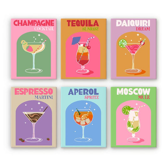 Malen nach Zahlen - Malen nach Zahlen – 6 Mini-Gemälde | Sip & Paint Cocktail-Set