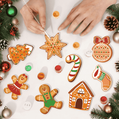 Malen nach Zahlen - 8 Weihnachtsanhängern | Lebkuchen-Set