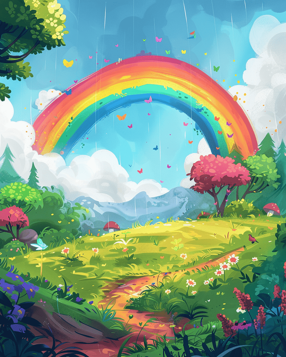 Malen nach Zahlen - Malen nach Zahlen - Regenbogen im Wald