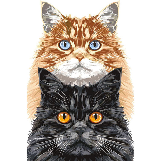 Malen nach Zahlen - Malen nach Zahlen - Cat Duo - Premium Painting