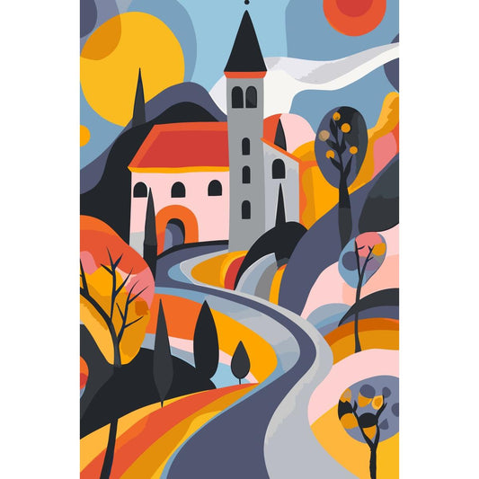 Malen nach Zahlen - Malen nach Zahlen - Abstract Village - Premium Painting
