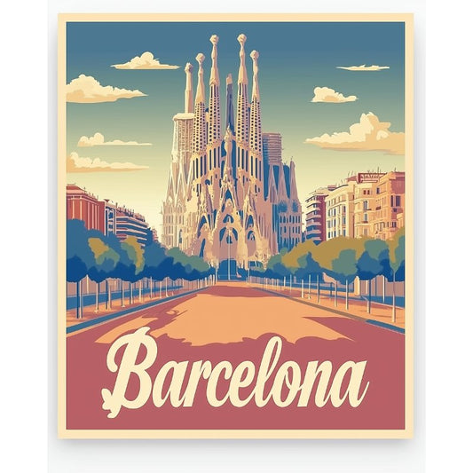 Malen nach Zahlen - Malen nach Zahlen - Barcelona Reiseposter